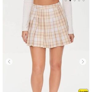 Pleated Plaid Mini Skirt